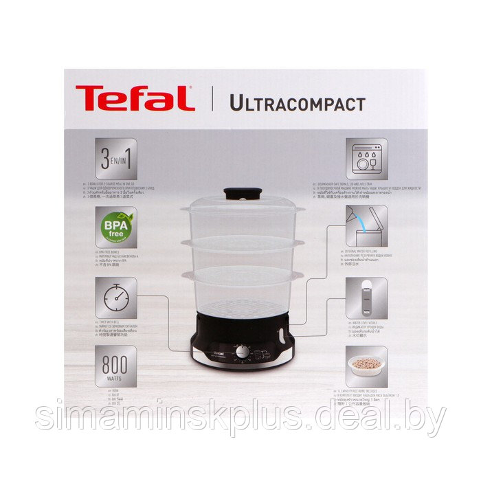 Пароварка Tefal VC204810, электрическая, 800 Вт, 3 яруса, чёрная - фото 6 - id-p225217809