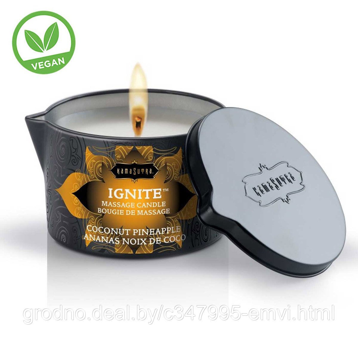 Массажное масло-свеча IGNITE massage oil candle coconut pineapple 170 г - фото 1 - id-p225116508