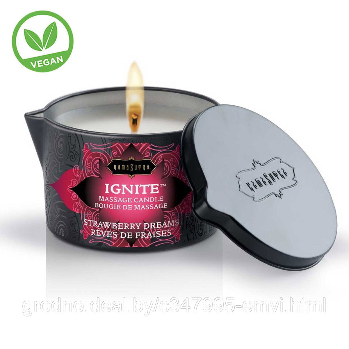 Массажное масло-свеча IGNITE massage oil candle strawberry dreams 170 г - фото 1 - id-p225116510