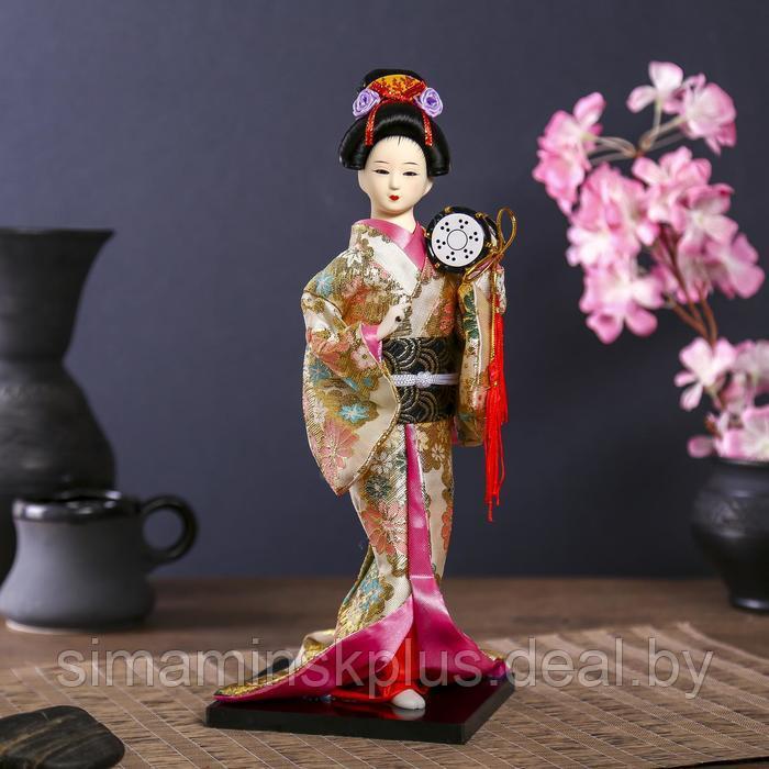 Кукла коллекционная "Гейша в шелковом кимоно с барабаном" 22,5 см - фото 1 - id-p225218066