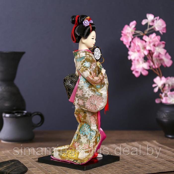 Кукла коллекционная "Гейша в шелковом кимоно с барабаном" 22,5 см - фото 3 - id-p225218066