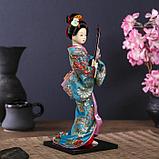 Кукла коллекционная "Гейша в цветочном кимоно с музыкальным инструментом" 30 см, фото 2