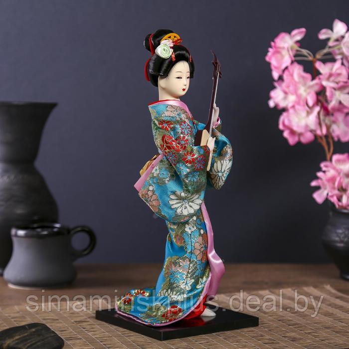Кукла коллекционная "Гейша в цветочном кимоно с музыкальным инструментом" 30 см - фото 2 - id-p225218067