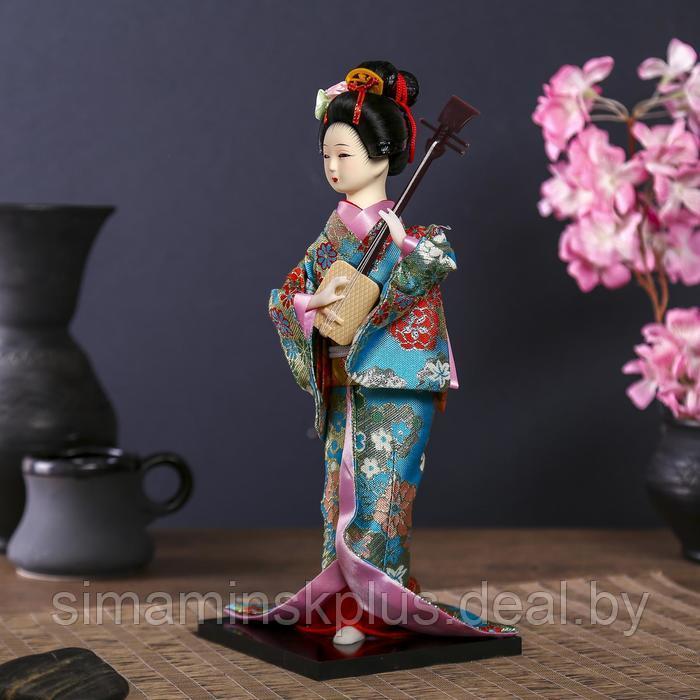 Кукла коллекционная "Гейша в цветочном кимоно с музыкальным инструментом" 30 см - фото 3 - id-p225218067