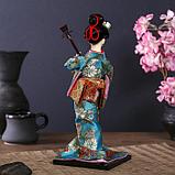 Кукла коллекционная "Гейша в цветочном кимоно с музыкальным инструментом" 30 см, фото 4
