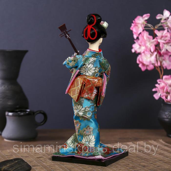 Кукла коллекционная "Гейша в цветочном кимоно с музыкальным инструментом" 30 см - фото 4 - id-p225218067