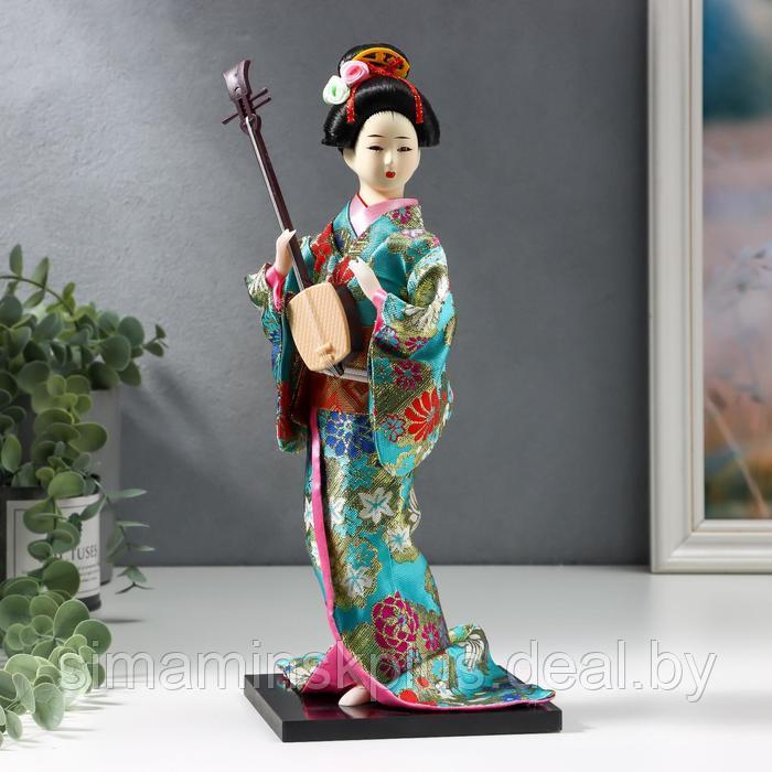 Кукла коллекционная "Гейша в цветочном кимоно с музыкальным инструментом" 30 см - фото 6 - id-p225218067