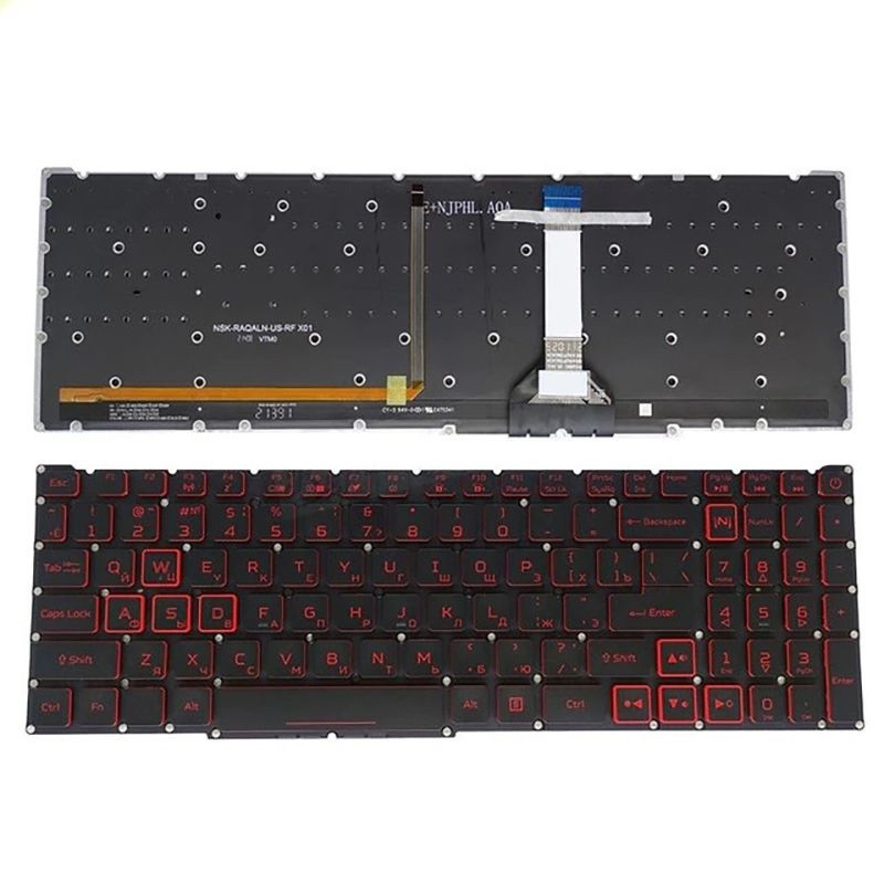 Клавиатура для ноутбука Acer Nitro AN515-45, AN515-56, AN515-57, AN517-41, AN517-57 черная, кнопки красные, с - фото 1 - id-p225219127