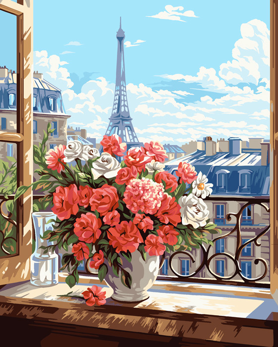 Картина по номерам Окно в Париж 40?50 см - фото 1 - id-p225219653