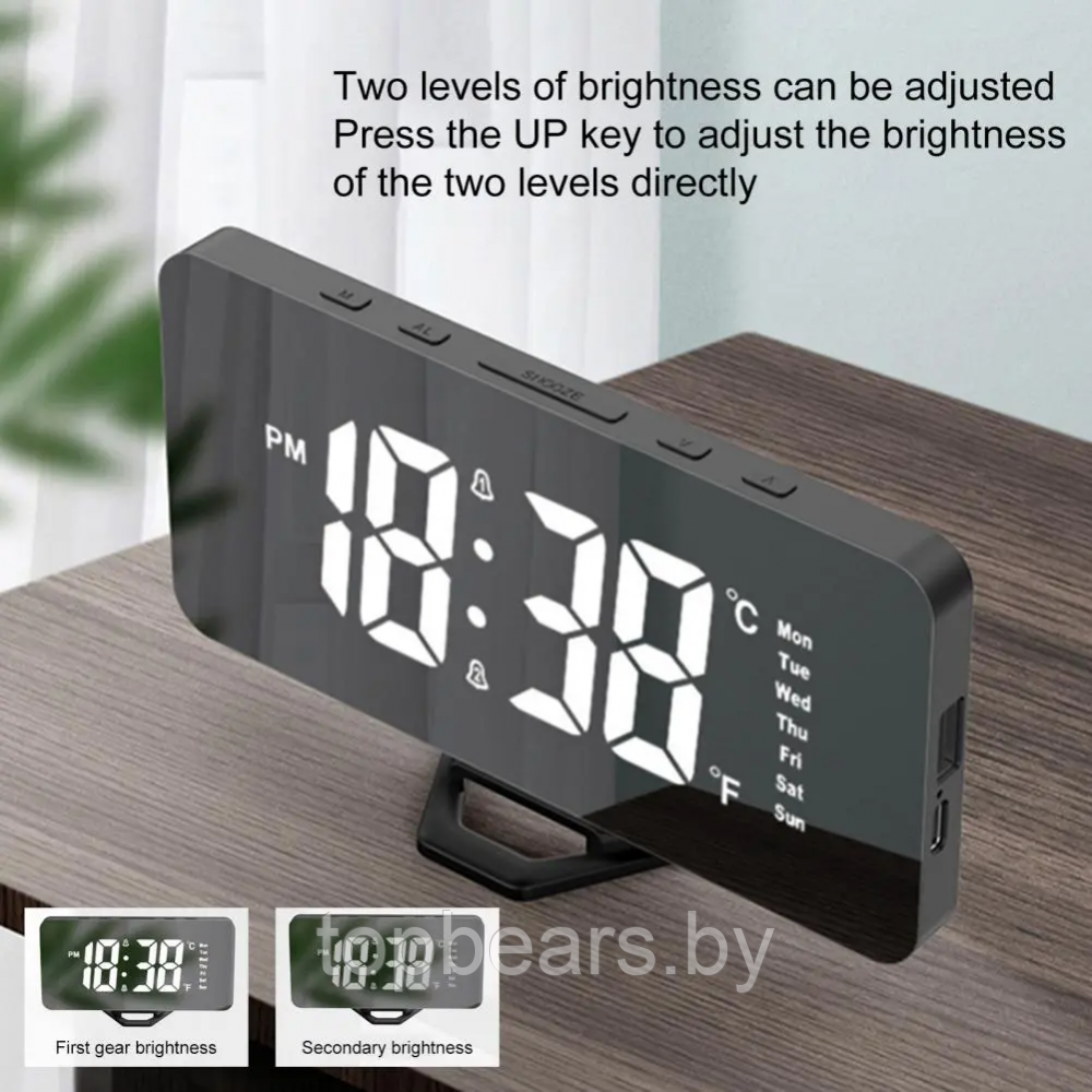 Настольные часы будильник электронные LED digital clock (USB, будильник, календарь, датчик температуры, - фото 5 - id-p225220148