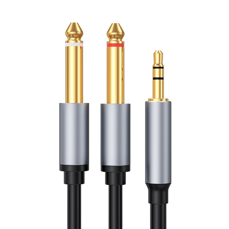 Кабель jack 3.5mm (AUX) - 2х jack 6.35mm моно PRO для микшера, 1 метр, черный 556682