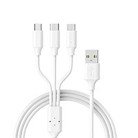 Универсальный зарядный кабель 3-в-1 USB Type-C - Lightning - MicroUSB, 3А, 1 метр, белый 556842