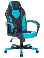 Компьютерное кресло Zombie Game 17 голубое игровое геймерское на колесиках из экокожи для компьютера геймера