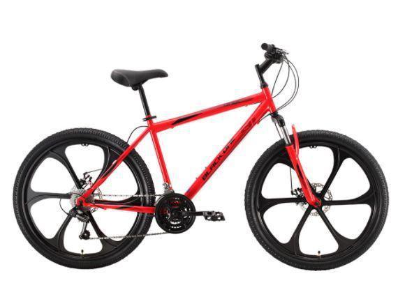 Горный велосипед на литых дисках колеса 26 дюймов рама 18" красный спортивный скоростной с дисковыми тормозами - фото 1 - id-p225161145