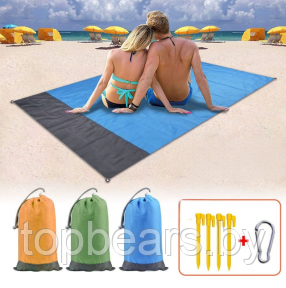 Пляжный водоотталкивающий коврик 210х200 см. / Покрывало - подстилка для пляжа и пикника анти-песок Голубой - фото 1 - id-p225220160