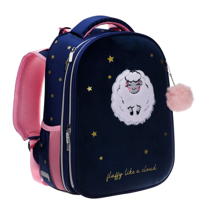 Рюкзак школьный deVENTE Fluffy Sheep, 38 х 28 х 16 см, эргономичная спинка, синий, розовый - фото 2 - id-p225237689