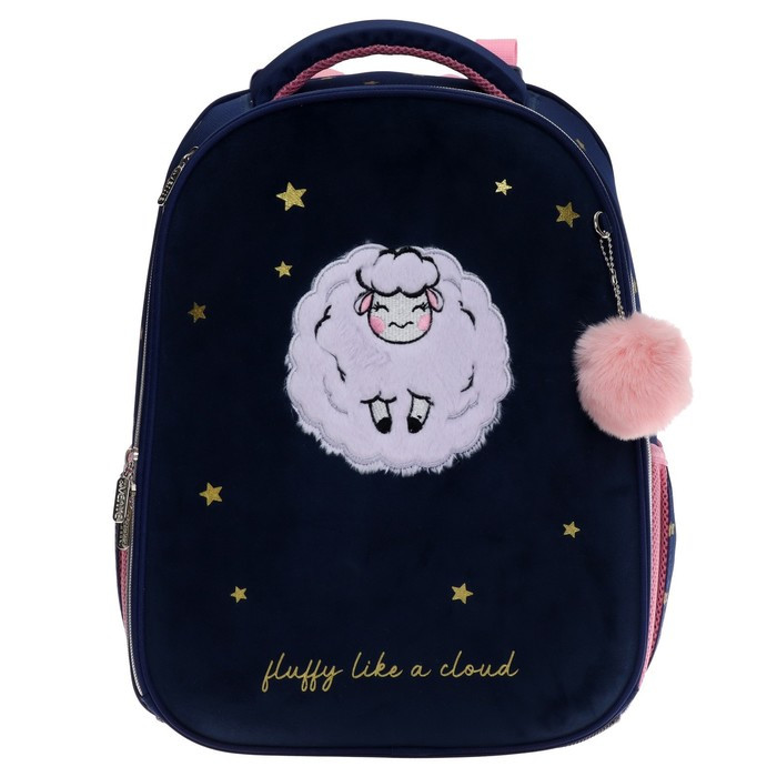 Рюкзак школьный deVENTE Fluffy Sheep, 38 х 28 х 16 см, эргономичная спинка, синий, розовый - фото 6 - id-p225237689