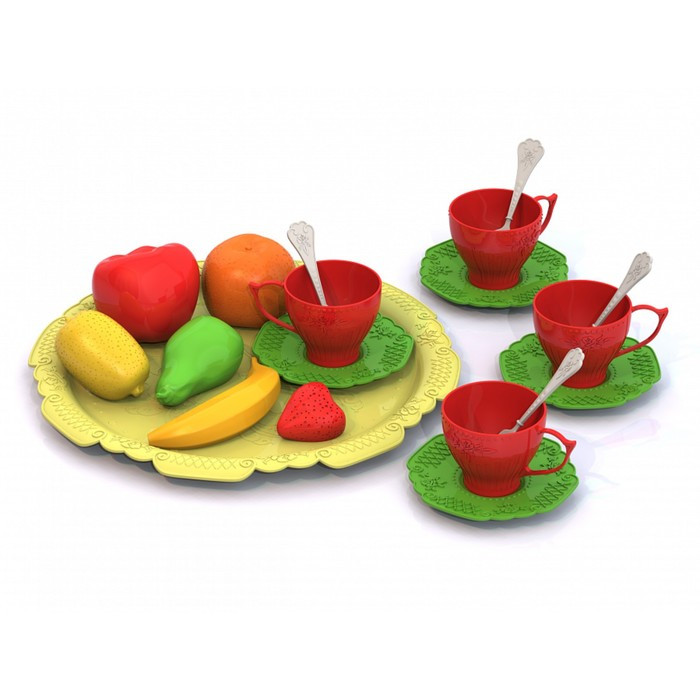 Набор фруктов и чайной посуды «Волшебная Хозяюшка» , на подносе, 18 предметов - фото 1 - id-p225237733