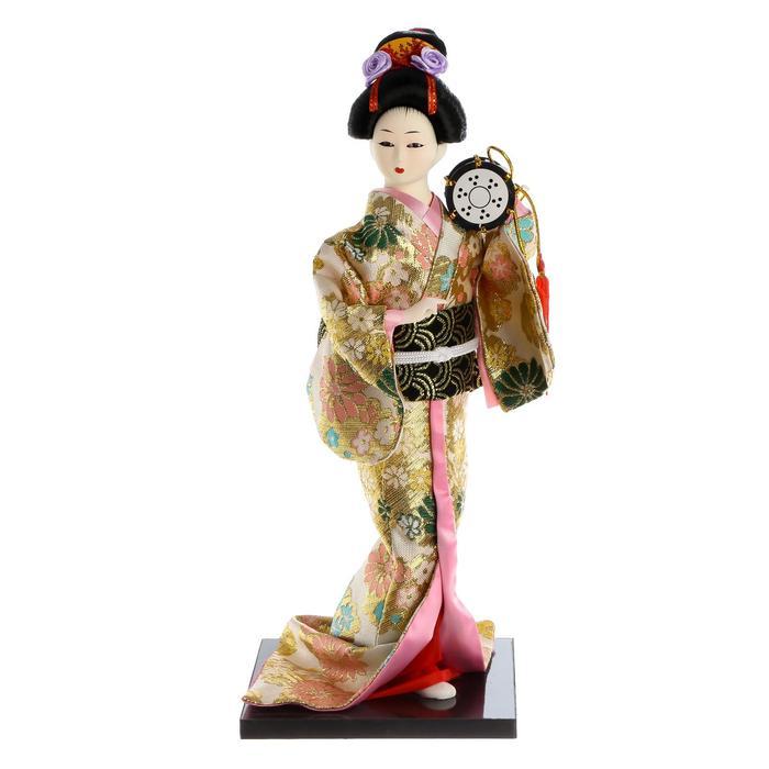 Кукла коллекционная "Гейша в шелковом кимоно с барабаном" 22,5 см - фото 6 - id-p225238288
