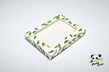 Коробка с прозрачным окном 220х160х30 Олива зеленая (белое дно)