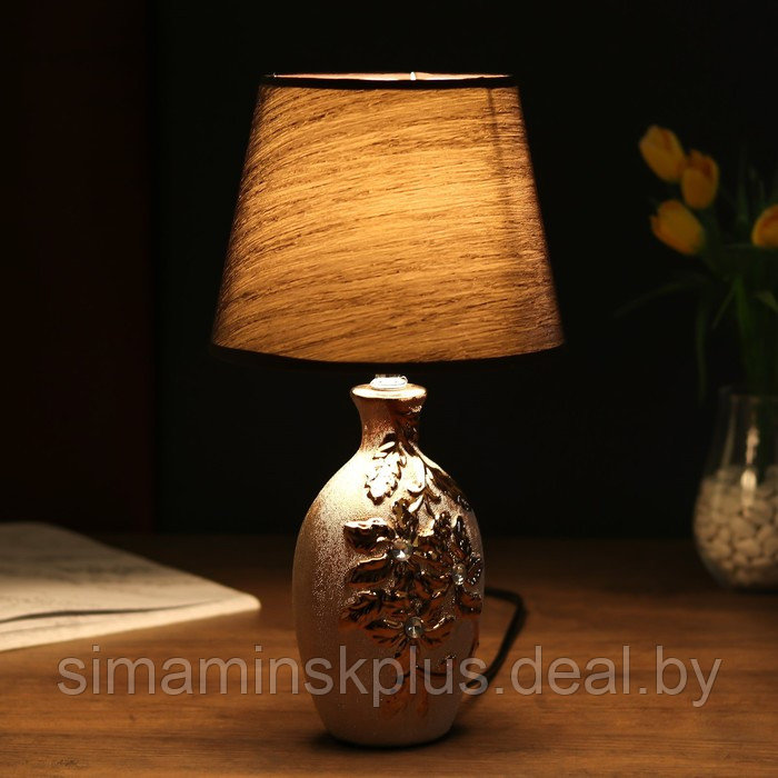 Лампа настольная керамика "Цветы-лиана" бронза, стразы Е14 40Вт 38х20х20 см - фото 2 - id-p225239905