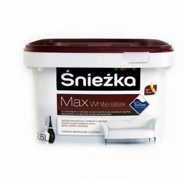 Краска акриловая SNIEZKA MAX WHITE LATEX 10 литров, Польша - фото 1 - id-p225240016