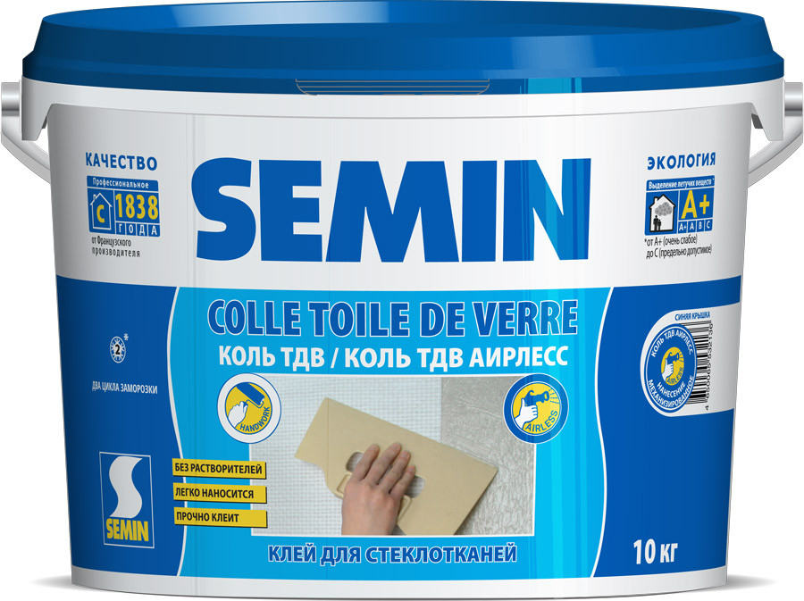 Клей для безвоздушного нанесения SEMIN Colle Toile De Verre AIRLESS, 10 кг - фото 1 - id-p225240267