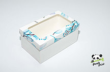 Коробка с прозрачным окном 120х200х100 Настроение свежести голубая (белое дно)