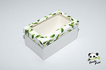 Коробка с прозрачным окном 120х200х100 Олива зеленая (белое дно)
