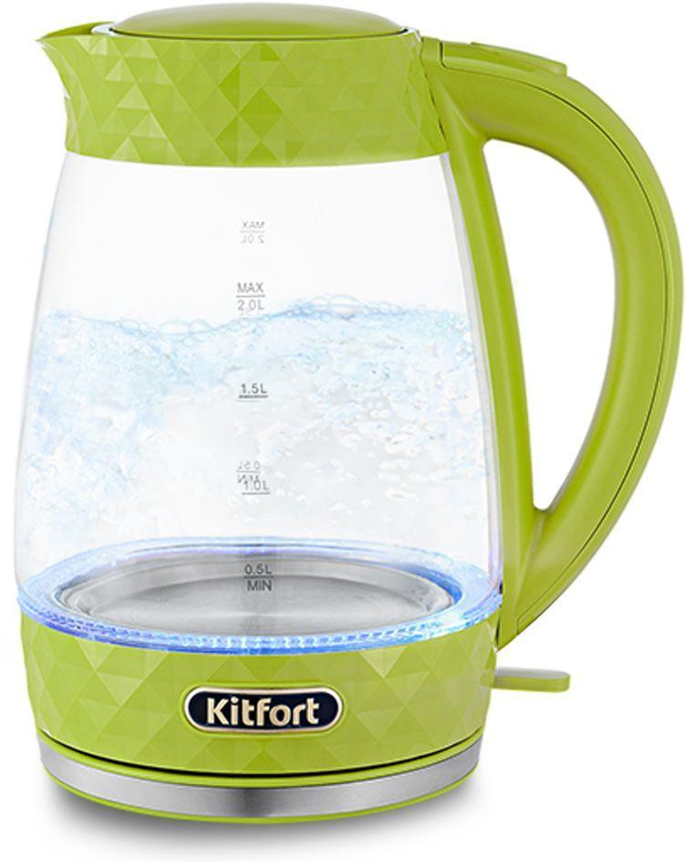 Чайник электрический Kitfort КТ-6123-2 2л. 2200Вт салатовый (корпус: стекло) - фото 1 - id-p225250038