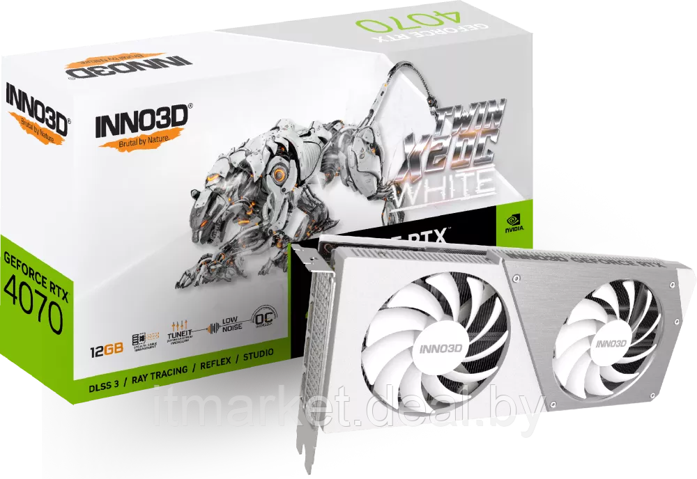 Видеокарта Inno3D RTX 4070 Twin X2 OC White (N40702-126XX-183052V) - фото 1 - id-p225254912