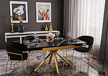 Стол Монако 1400*800 + 2 вставки по 300мм, МДФ+стекло