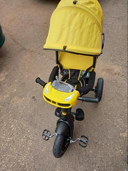 Велосипед детский трехколесный с ручкой управления Kinder Trike Expert жёлтый
