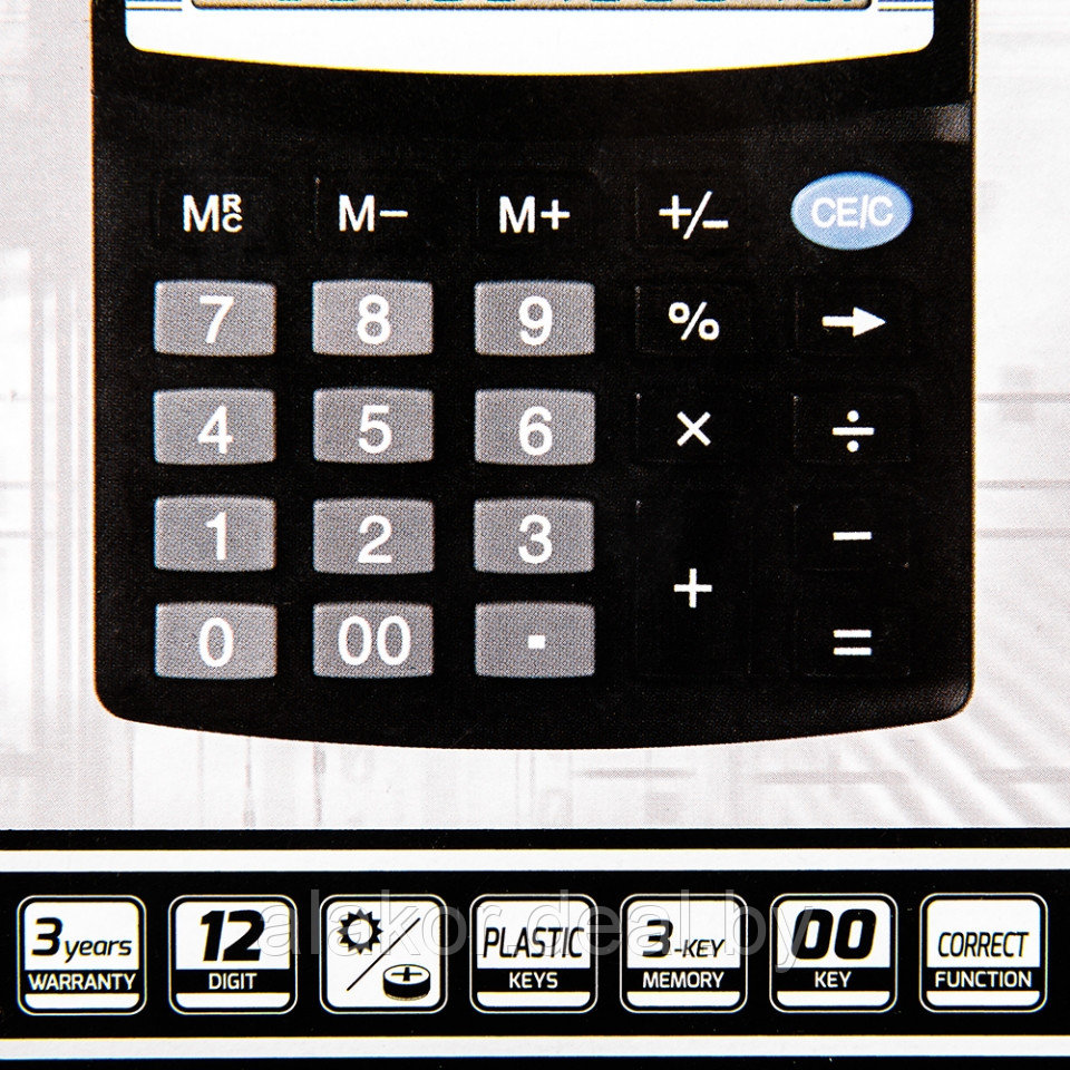 Калькулятор настольный RebellSDC412BX, 12-разрядный, 125 x 100 x 27 мм, черный - фото 3 - id-p225256853