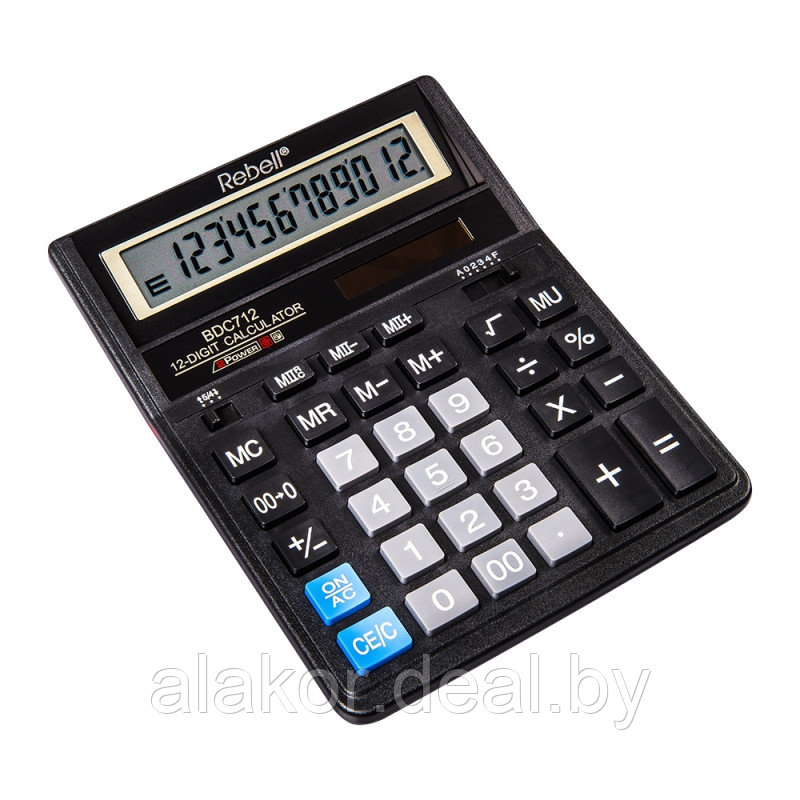 Калькулятор настольный Rebell Rebell RE-BDC712 BX, 12-разрядный, 203 x 158x 31 мм, черный - фото 1 - id-p225263210