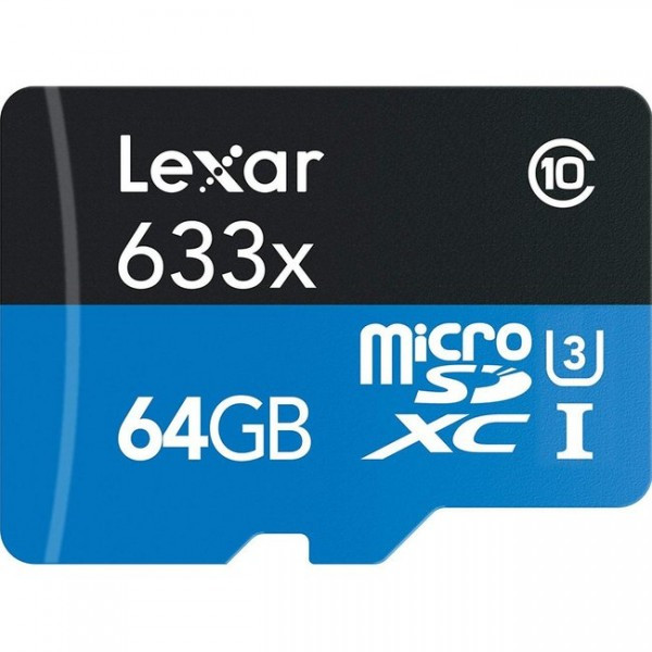 Карта памяти Lexar High-Performance microSDXC 64Gb UHS-I U3 A1 V30 100MB/s (R) - фото 1 - id-p225188770