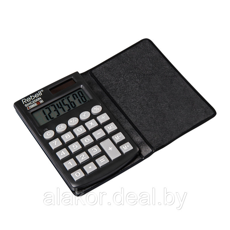 Калькулятор карманный Rebell SHC200N , 8-разрядный, 100 x 62 x 8 мм, черный - фото 1 - id-p225264466