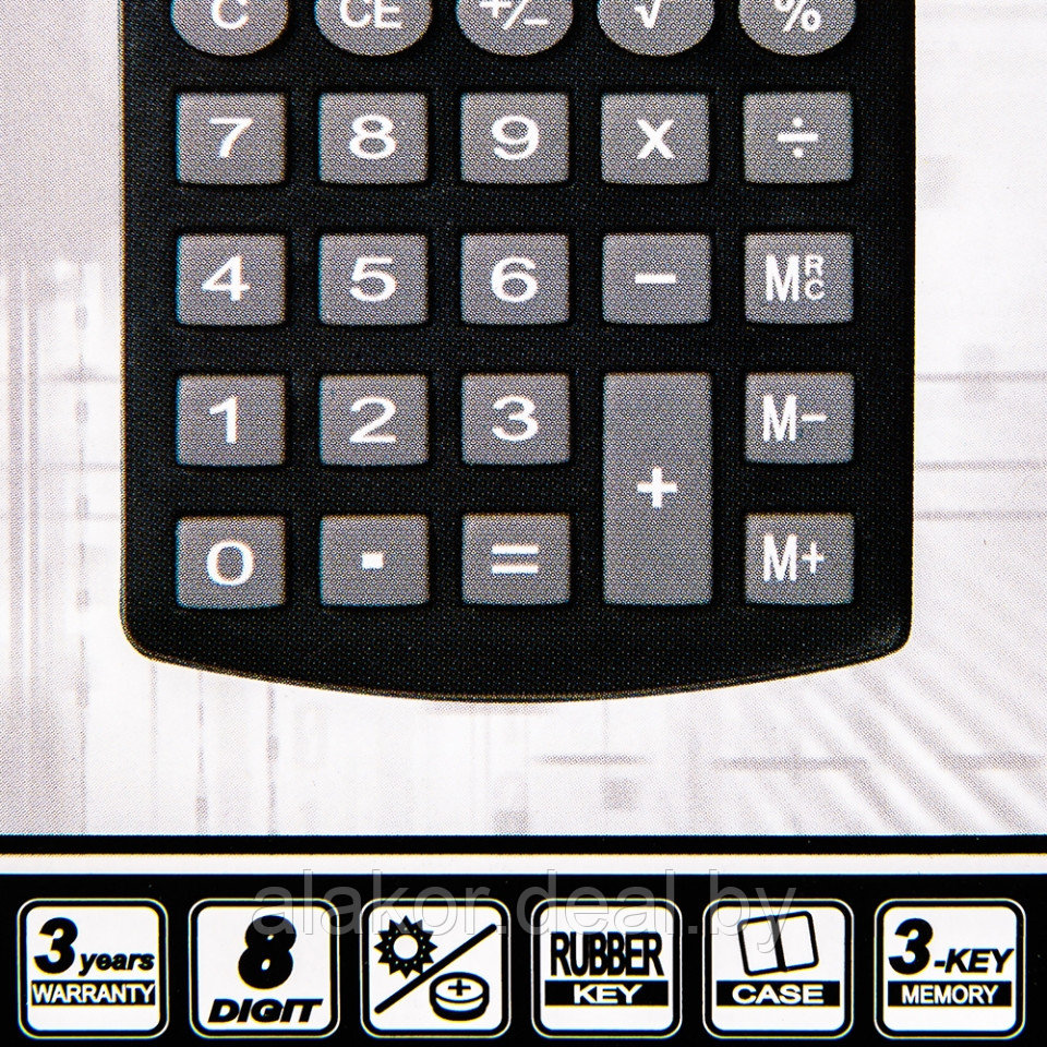 Калькулятор карманный Rebell SHC200N , 8-разрядный, 100 x 62 x 8 мм, черный - фото 4 - id-p225264466