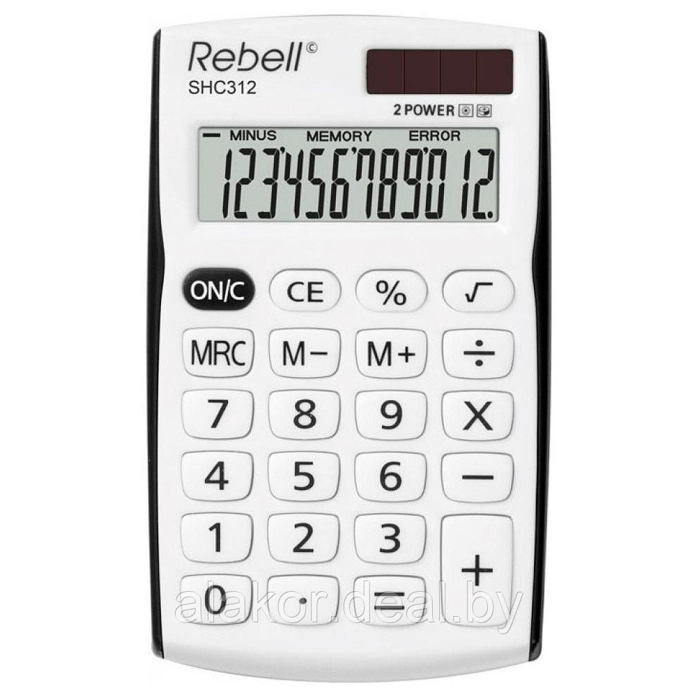 Калькулятор карманный Rebell SHC312, 12-разрядный, 105 x 64 x 9 мм, бело-черный - фото 1 - id-p225265549