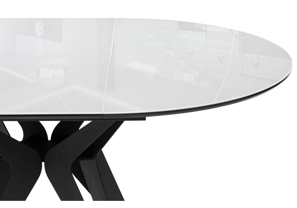 Стеклянный стол Рикла 1100(1500)х1100х760 белый / черный - фото 6 - id-p225265712