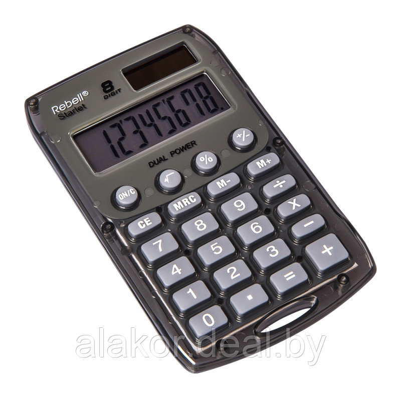 Калькулятор карманный Rebell Starlet , 8-разрядный, 113 x 67 x 12 мм, серый - фото 1 - id-p225265731
