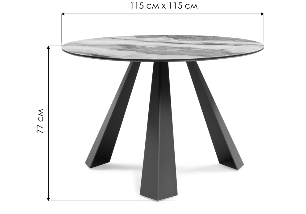 Стеклянный стол Вернер d=1150 серо-коричневый агат / графит - фото 5 - id-p225265793