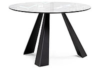 Стеклянный стол Вернер d=1150 серо-коричневый агат / графит