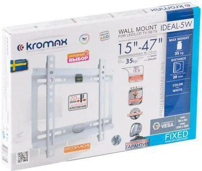 Кронштейн для телевизора Kromax IDEAL-5, 15-47", настенный, фиксированный, белый [26021] - фото 2 - id-p224789138