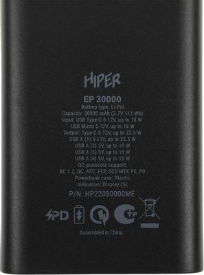 Внешний аккумулятор (Power Bank) HIPER EP 30000, 30000мAч, черный [ep 30000 black] - фото 2 - id-p224789212