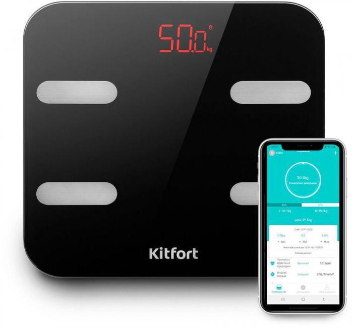 Напольные весы KitFort KT-806, до 180кг, цвет: черный [кт-806] - фото 1 - id-p225047081