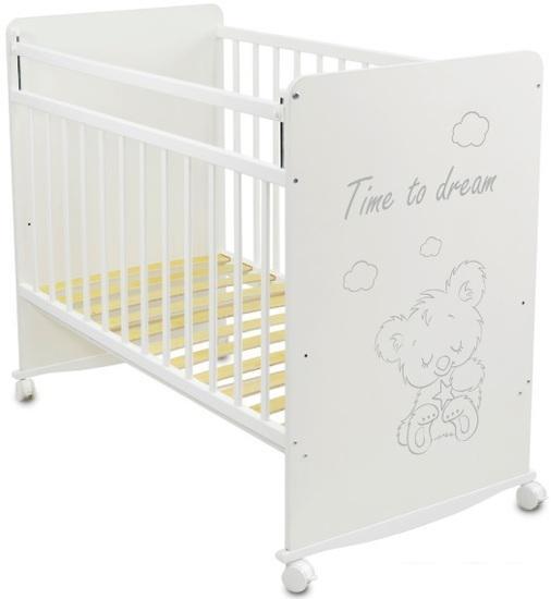 Классическая детская кроватка Tomix Viva DSK-1 (мишка со звездой, белый) - фото 1 - id-p224868054