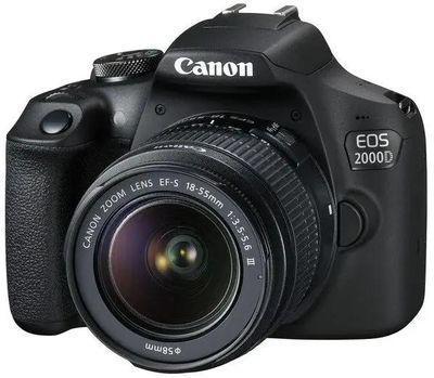 Зеркальный фотоаппарат Canon EOS 2000D kit ( EF-S 18-55mm f/3.5-5.6 III), черный - фото 1 - id-p224789016