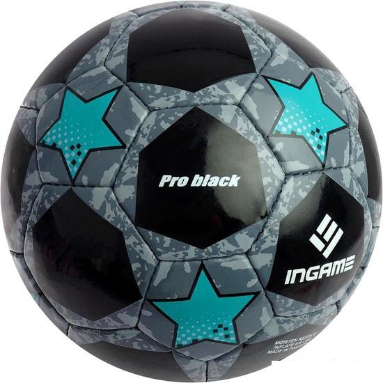 Футбольный мяч Ingame Pro Black 2020 (5 размер, черный/серый/голубой) - фото 1 - id-p225064432