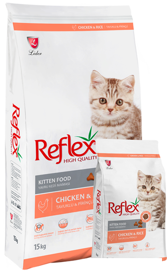 Сухой корм для кошек Reflex Kitten Food with Chicken 15 кг - фото 1 - id-p224964202